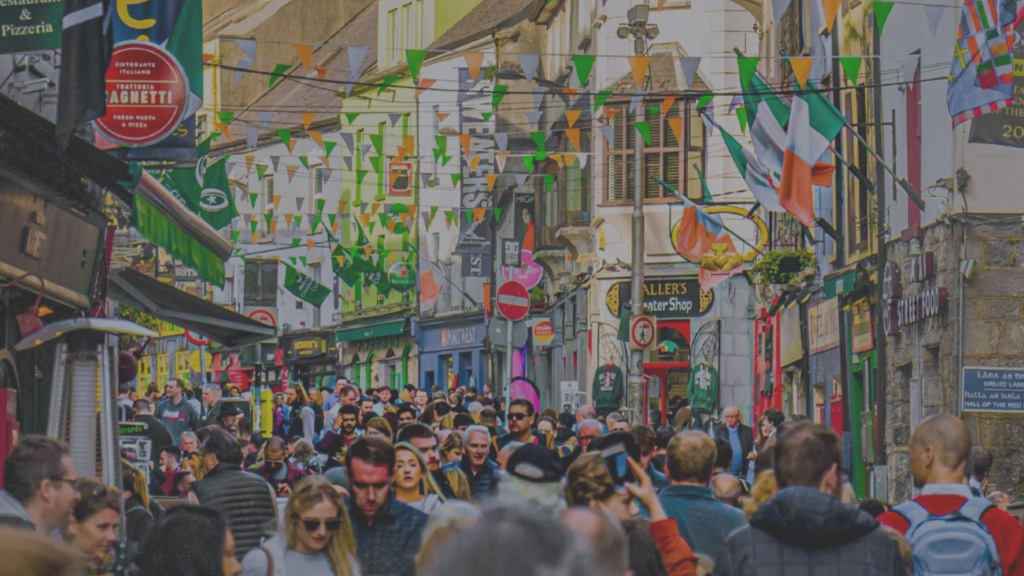 LMTG - last minute table galway - image of people in the street - shop street Galway
