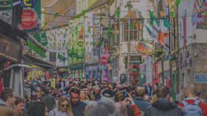 LMTG - last minute table galway - image of people in the street - shop street Galway